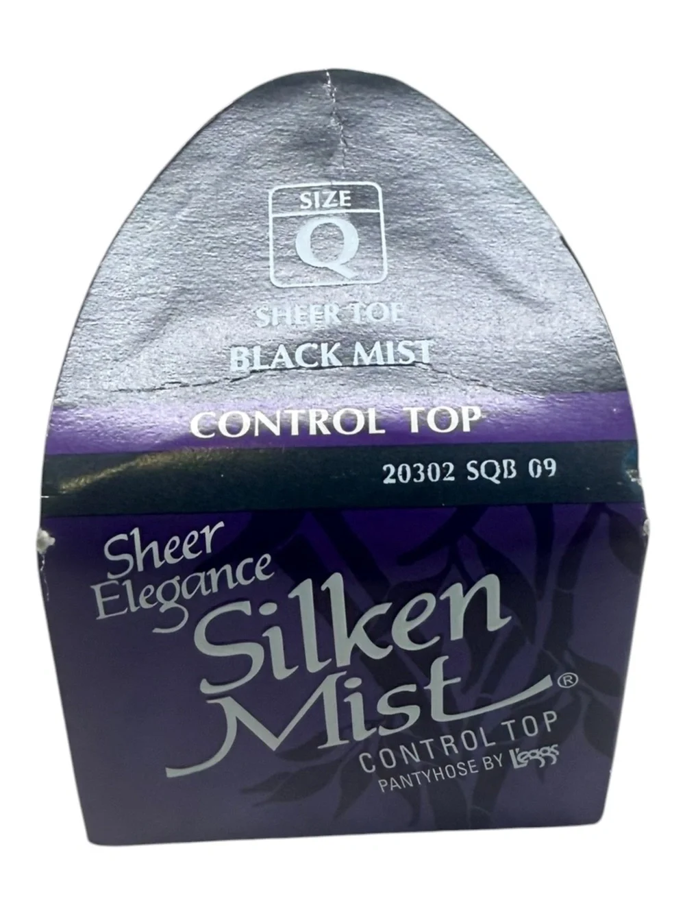 1992 L'eggs Silken Mist Control Top Pantyhose Black Mist Size Q Sheer Toe 20302